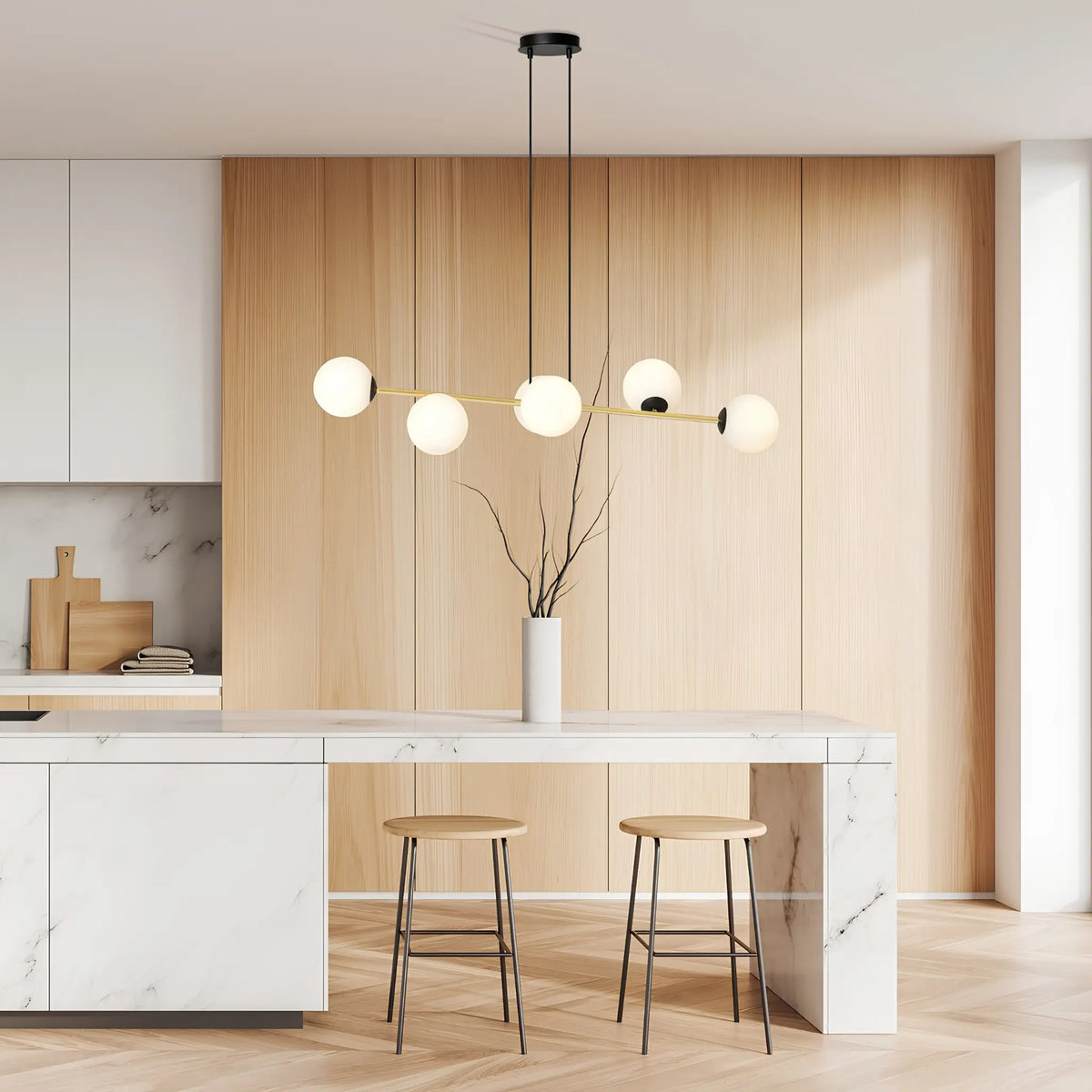 Emibig Gravity Pendellampa 6-ljus 110x29 cm, Svart/Guld
