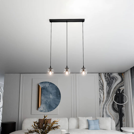 Emibig Cosmo Pendellampa 3-ljus 70x14 cm, Svart/Klar