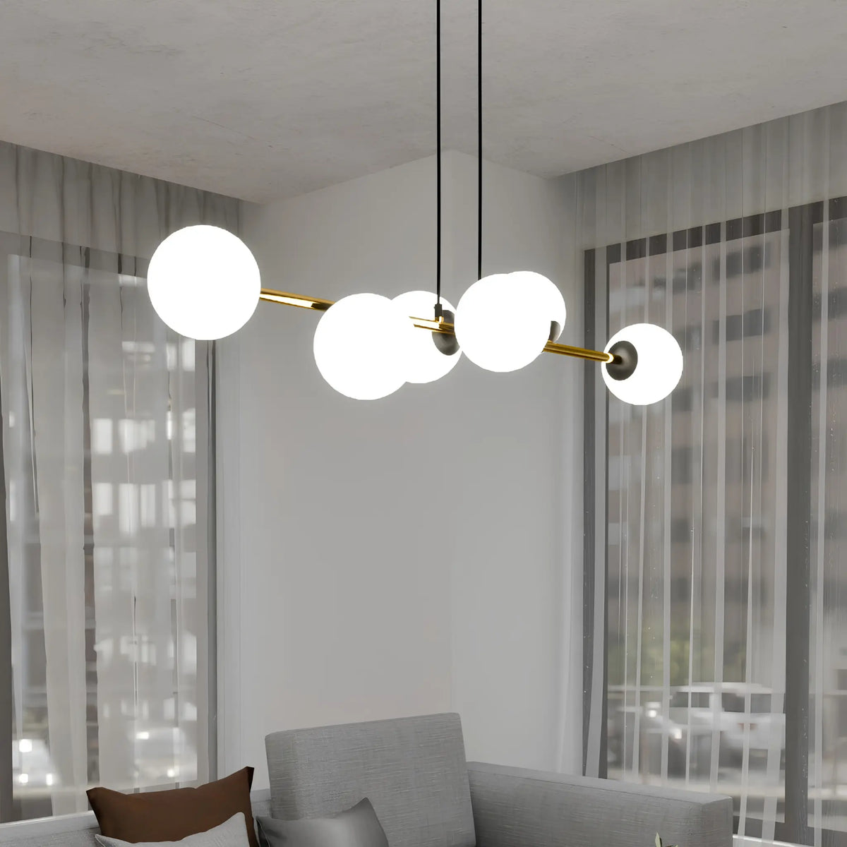 Emibig Gravity Pendellampa 6-ljus 110x29 cm, Svart/Guld