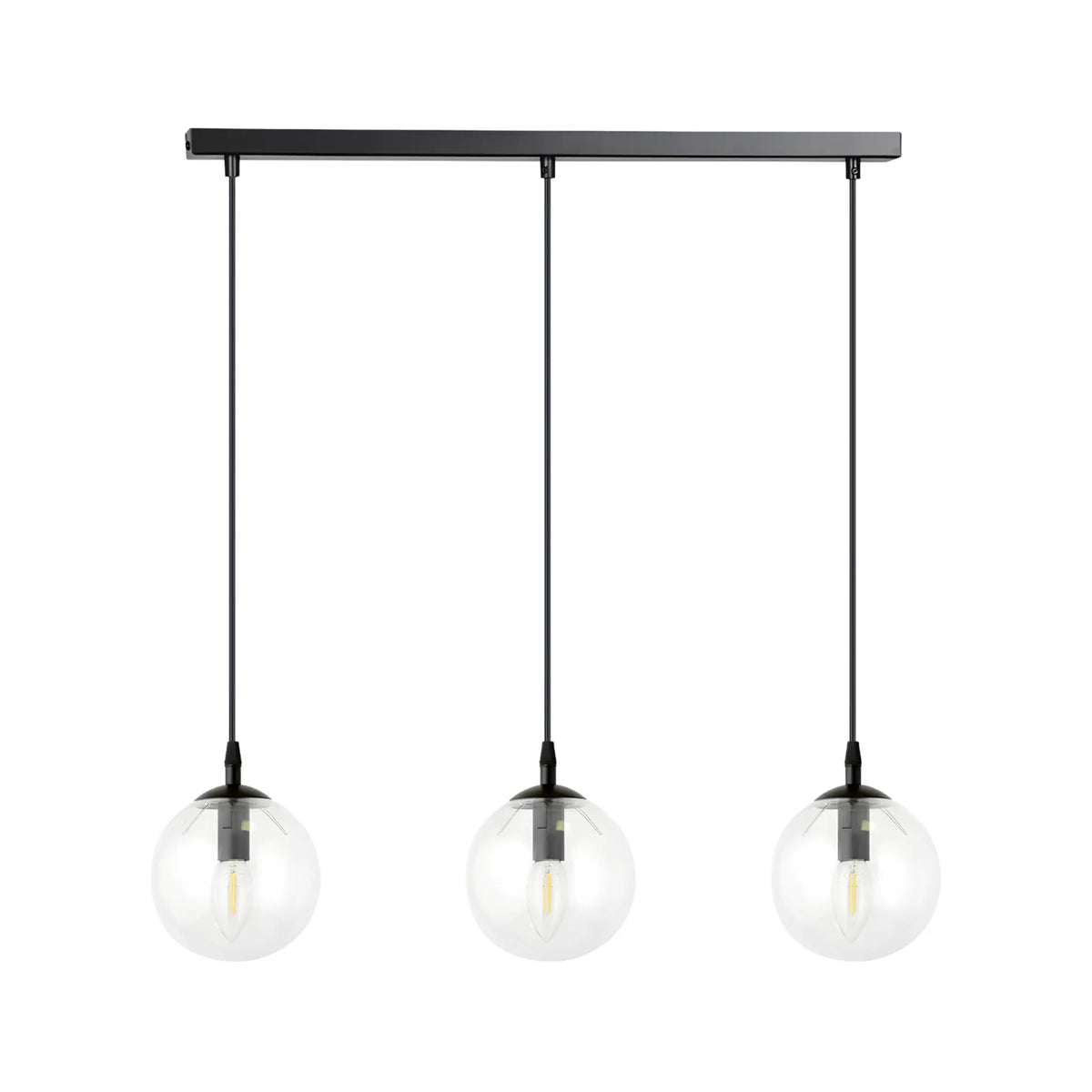 Emibig Cosmo Pendellampa 3-ljus 70x14 cm, Svart/Klar