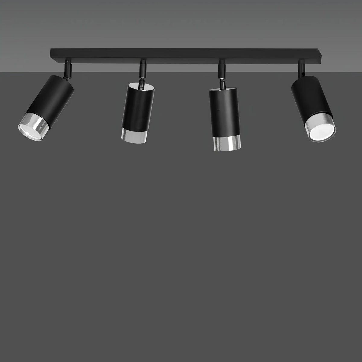 Emibig Hiro Taklampa 4-ljus 60x6 cm, Svart/Silver