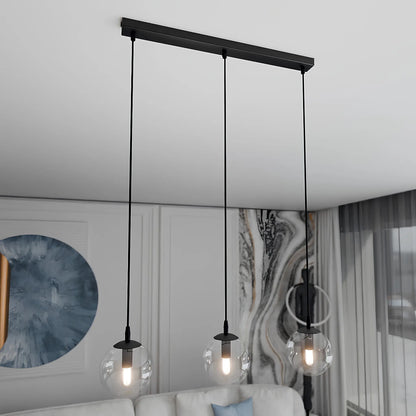 Emibig Cosmo Pendellampa 3-ljus 70x14 cm, Svart/Klar