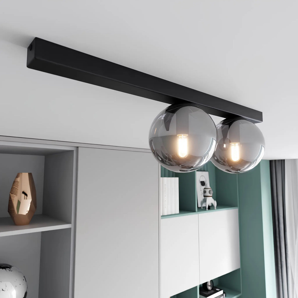 Emibig Fit Taklampa 2-ljus 60x14 cm, Svart