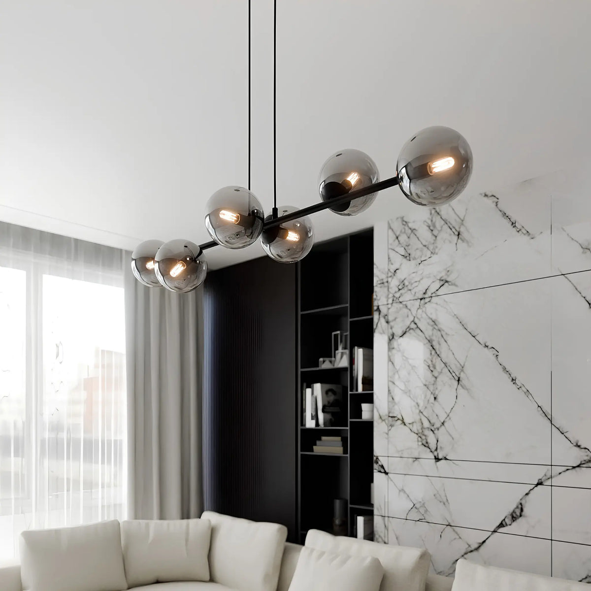 Emibig Rossi Pendellampa 6-ljus 110x30 cm, Svart