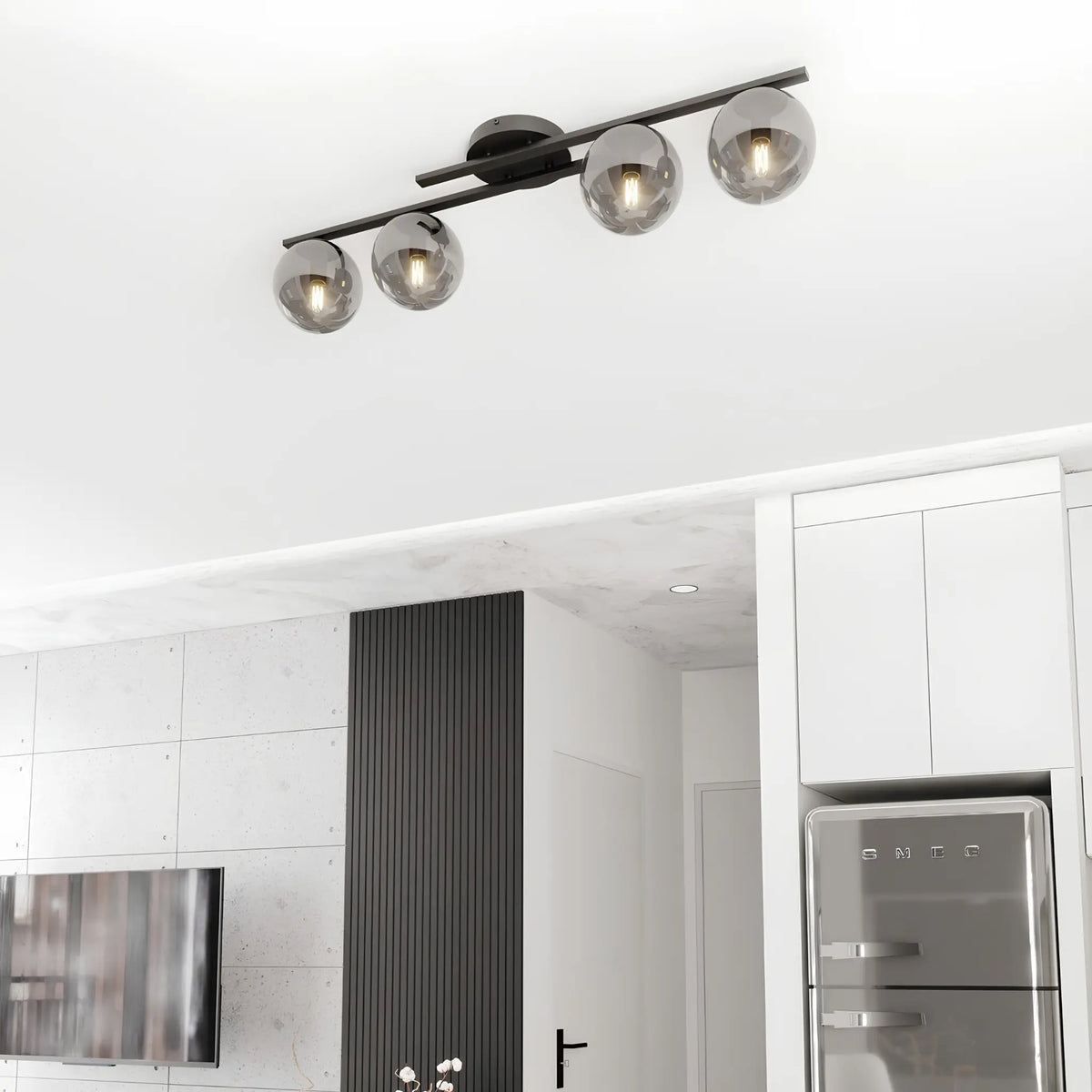 Emibig Kairo Taklampa 4-ljus 87x29 cm, Svart