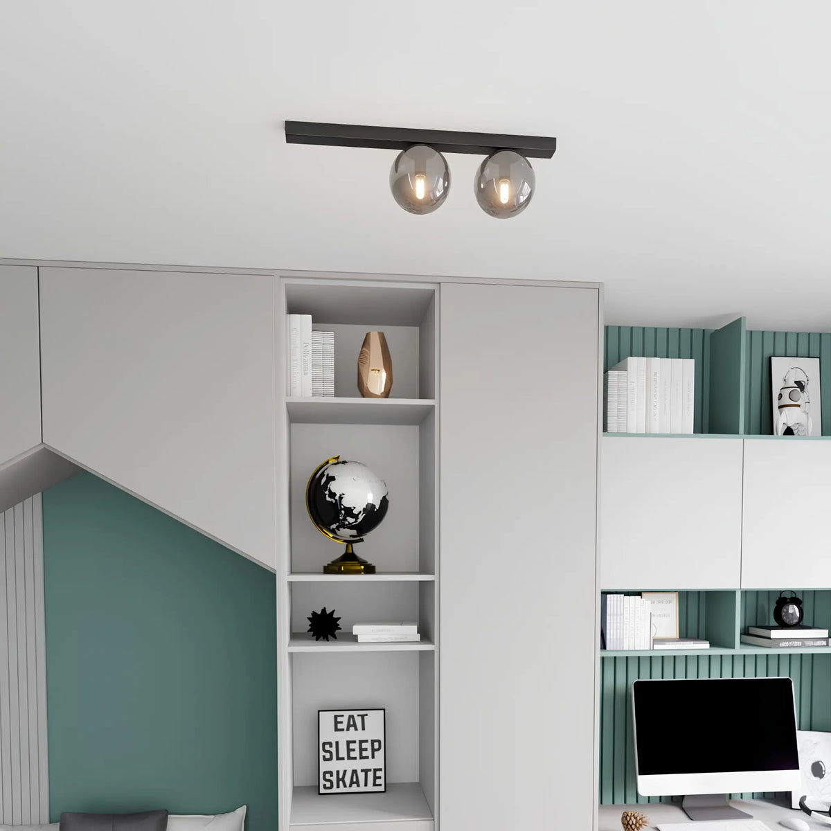 Emibig Fit Taklampa 2-ljus 60x14 cm, Svart