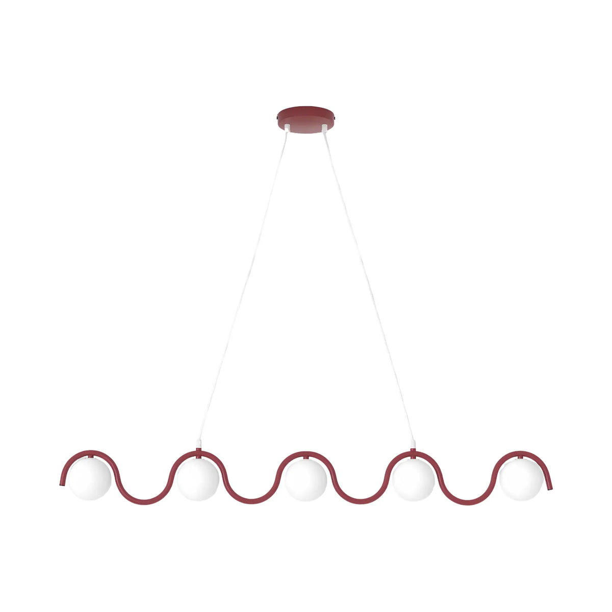 Emibig Sinus Pendellampa 5-ljus 110x10 cm, Vinröd
