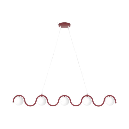 Emibig Sinus Pendellampa 5-ljus 110x10 cm, Vinröd