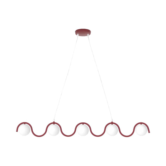 Emibig Sinus Pendellampa 5-ljus 110x10 cm, Vinröd