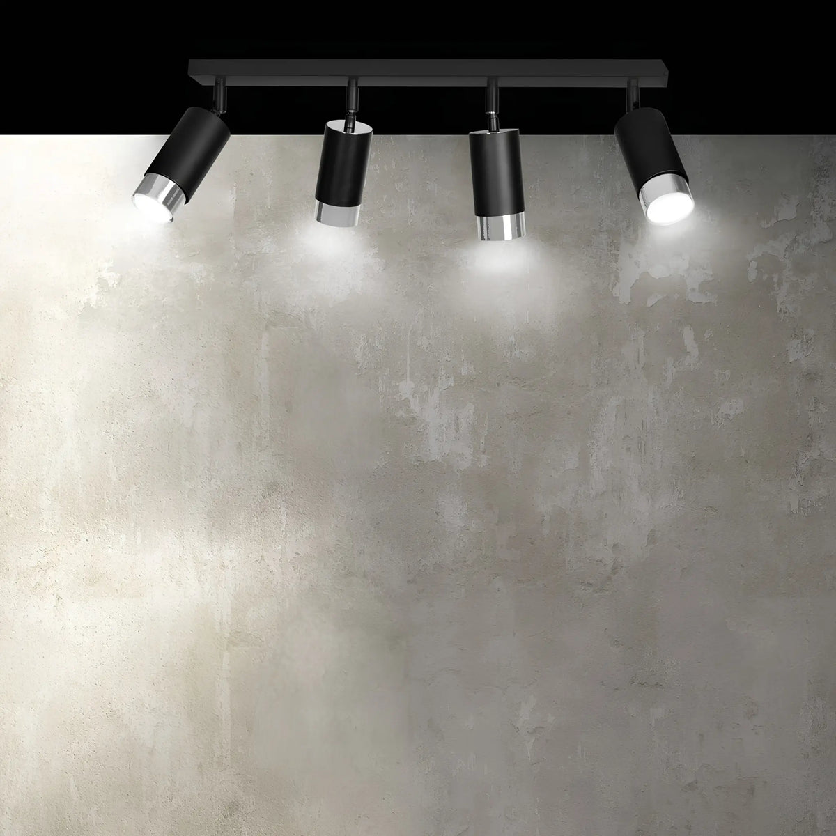 Emibig Hiro Taklampa 4-ljus 60x6 cm, Svart/Silver