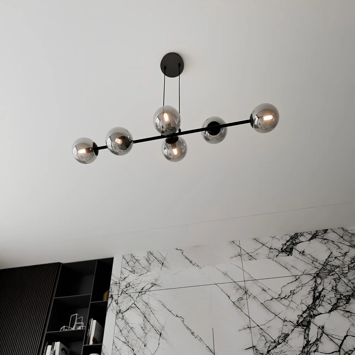 Emibig Rossi Pendellampa 6-ljus 110x30 cm, Svart