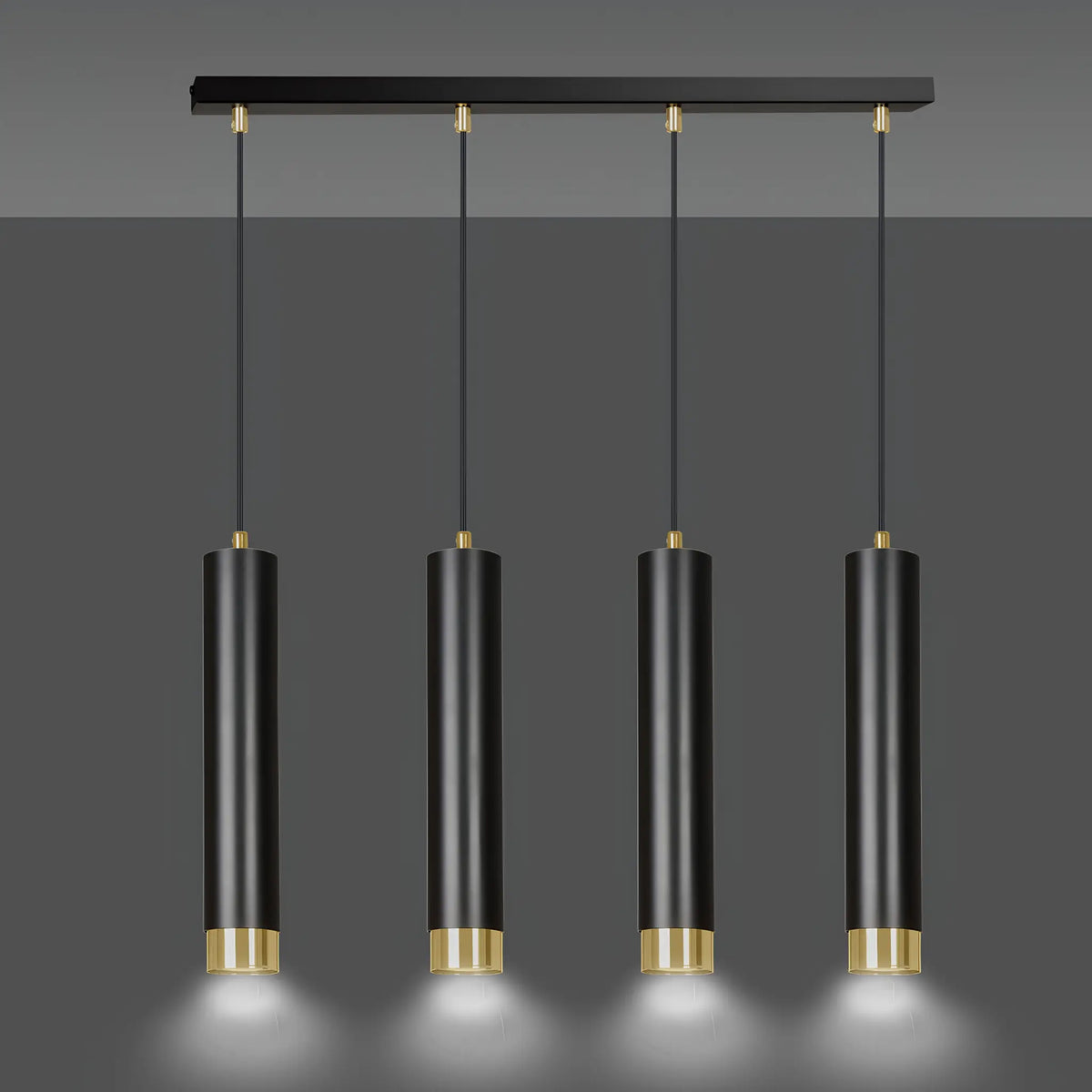 Emibig Kibo Pendellampa 4-ljus 60x6 cm, Svart/Guld