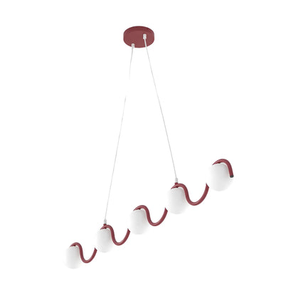 Emibig Sinus Pendellampa 5-ljus 110x10 cm, Vinröd