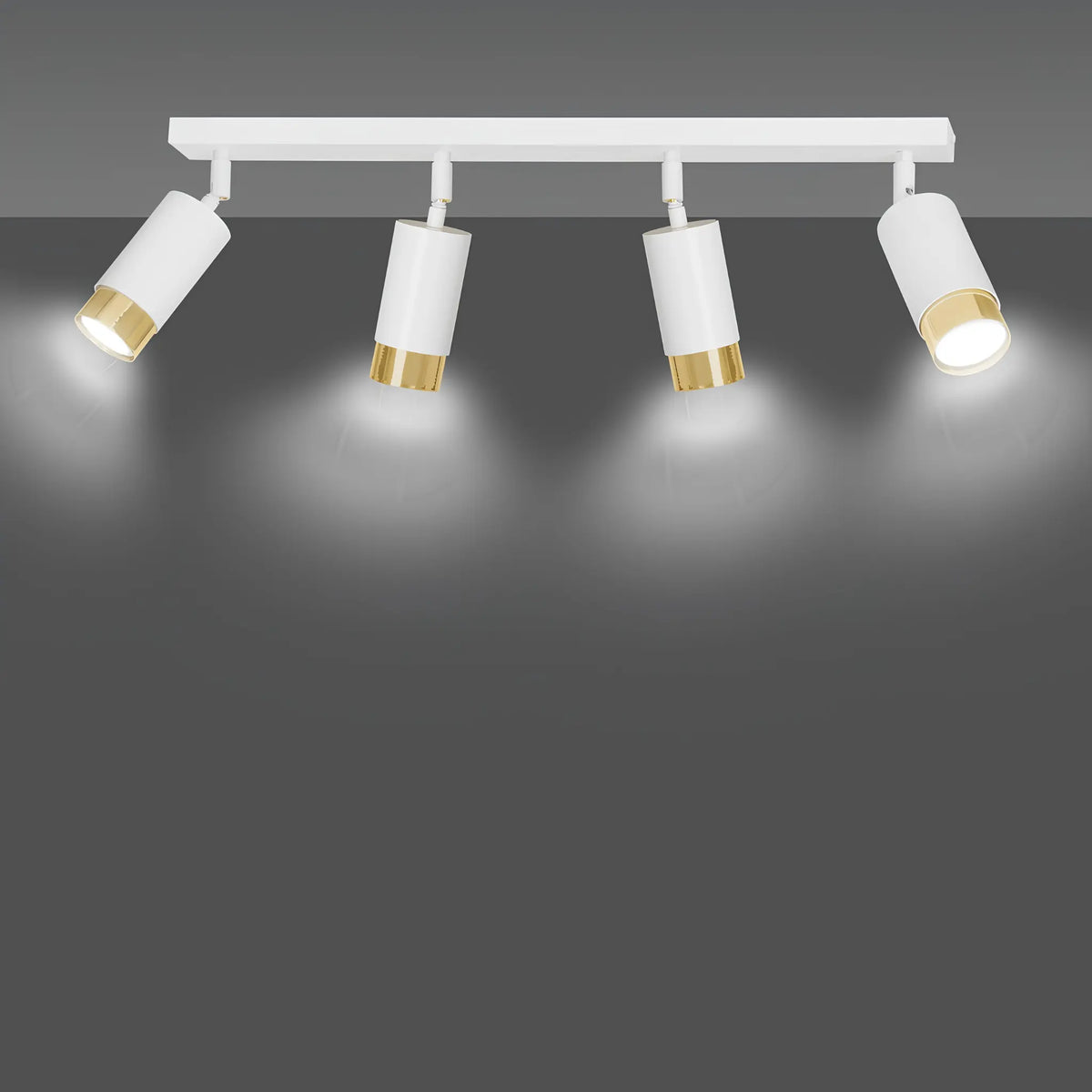 Emibig Hiro Taklampa 4-ljus 60x6 cm, Vit/Guld
