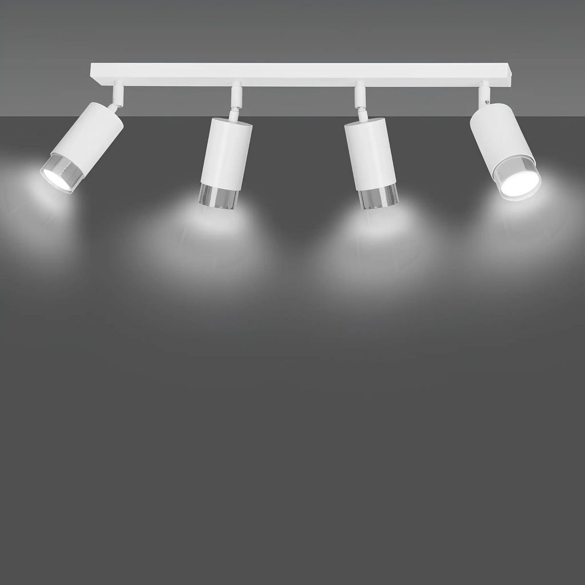 Emibig Hiro Taklampa 4-ljus 60x6 cm, Vit/Silver