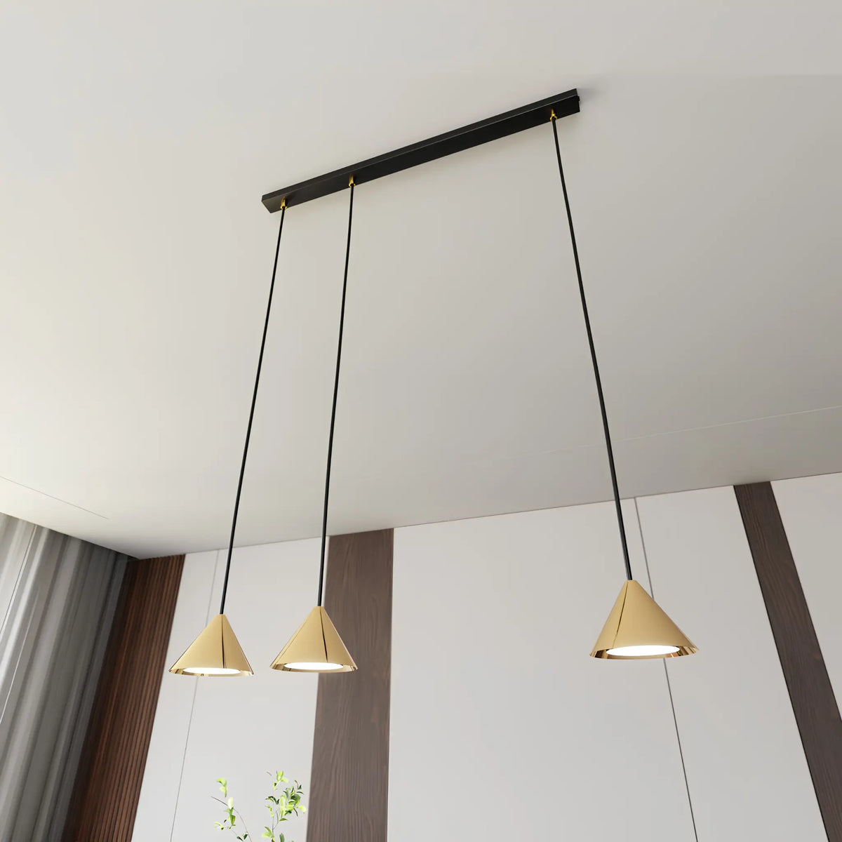 Emibig Elit Pendellampa 3-ljus 70x12 cm, Svart/Guld