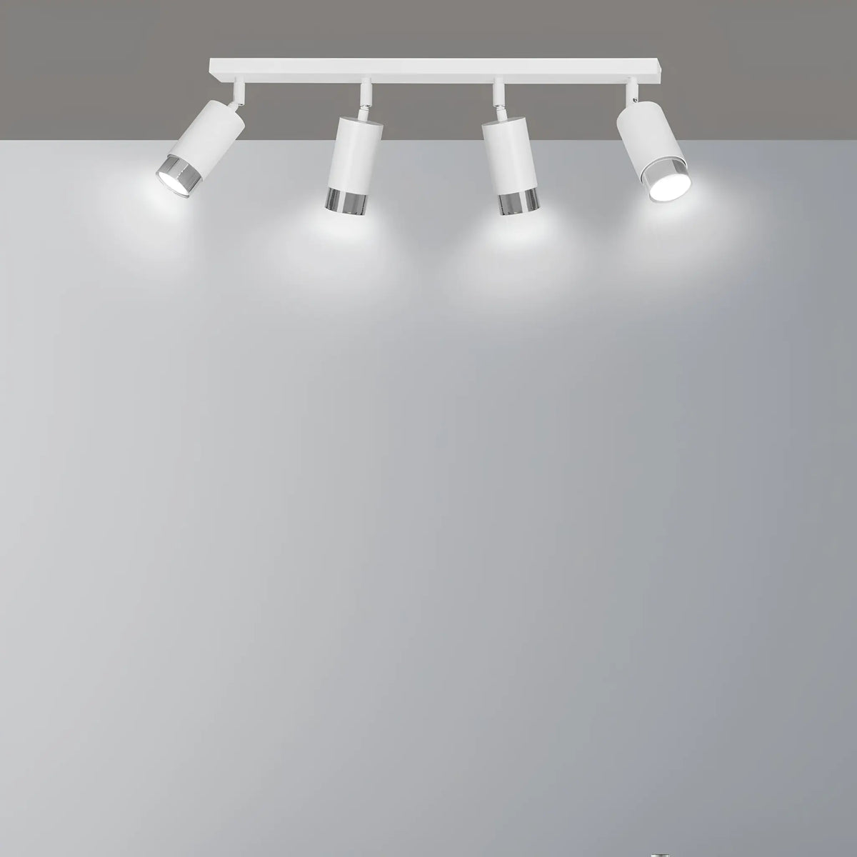 Emibig Hiro Taklampa 4-ljus 60x6 cm, Vit/Silver