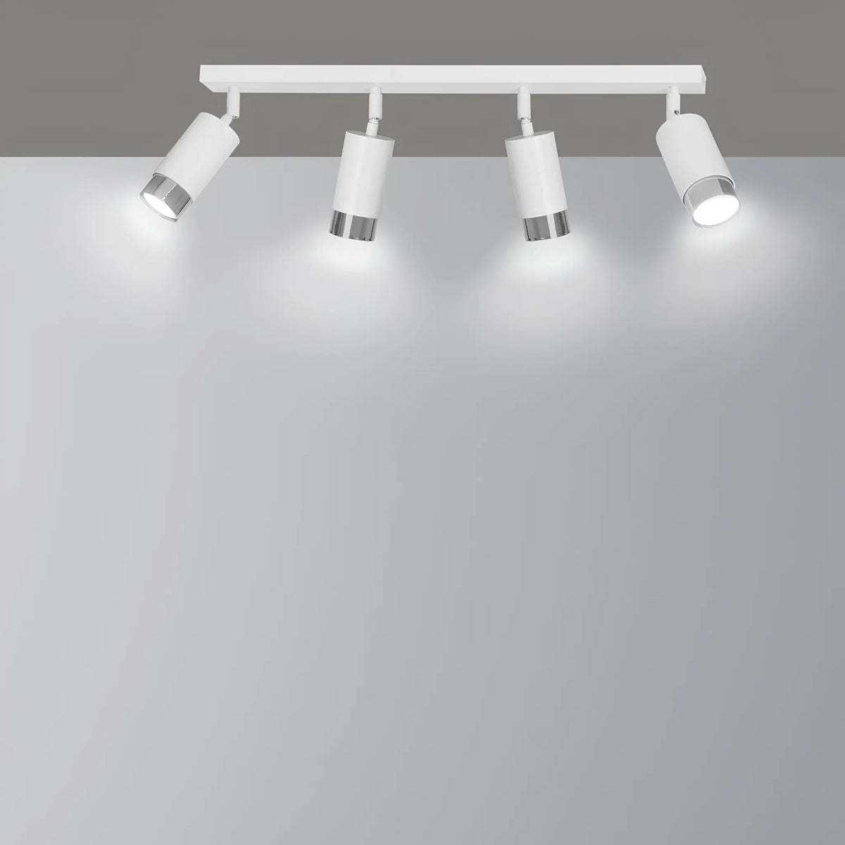 Emibig Hiro Taklampa 4-ljus 60x6 cm, Vit/Silver