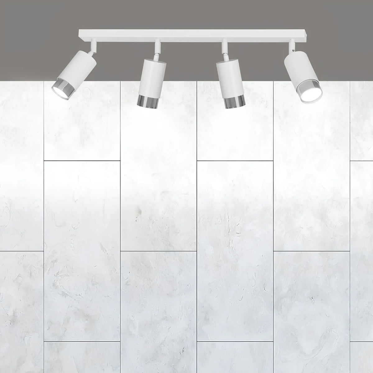 Emibig Hiro Taklampa 4-ljus 60x6 cm, Vit/Silver