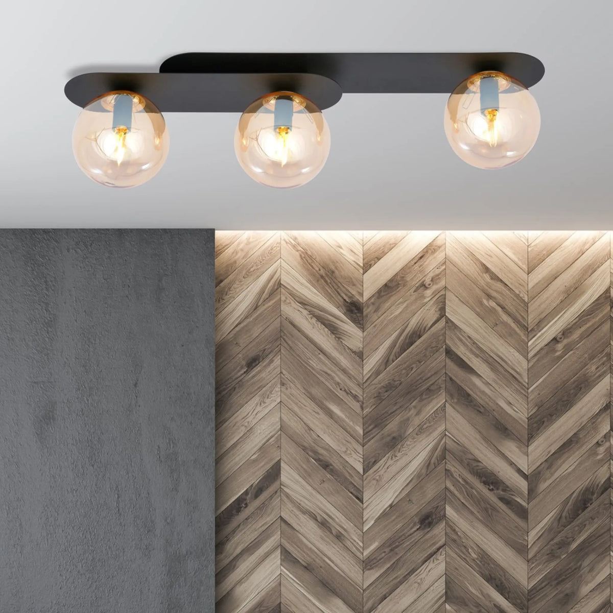 Emibig Plaza Taklampa 3-ljus 70x14 cm, Svart/Gul