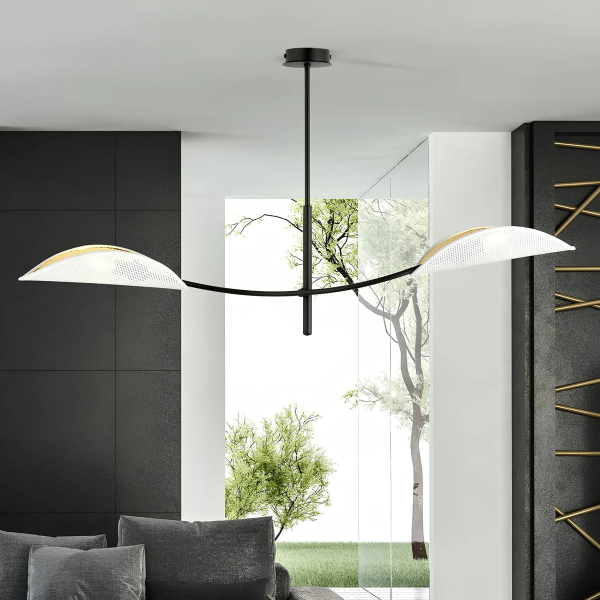 Emibig Lotus Taklampa 2-ljus 103x11 cm, Svart/Vit