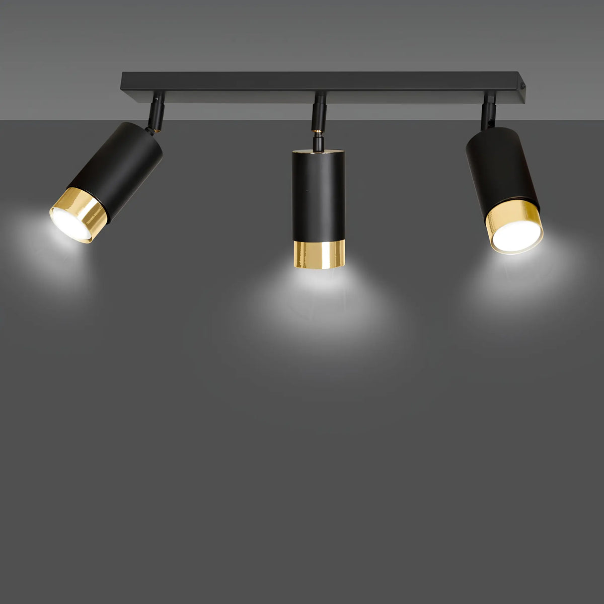 Emibig Hiro Taklampa 3-ljus 45x6 cm, Svart/Guld