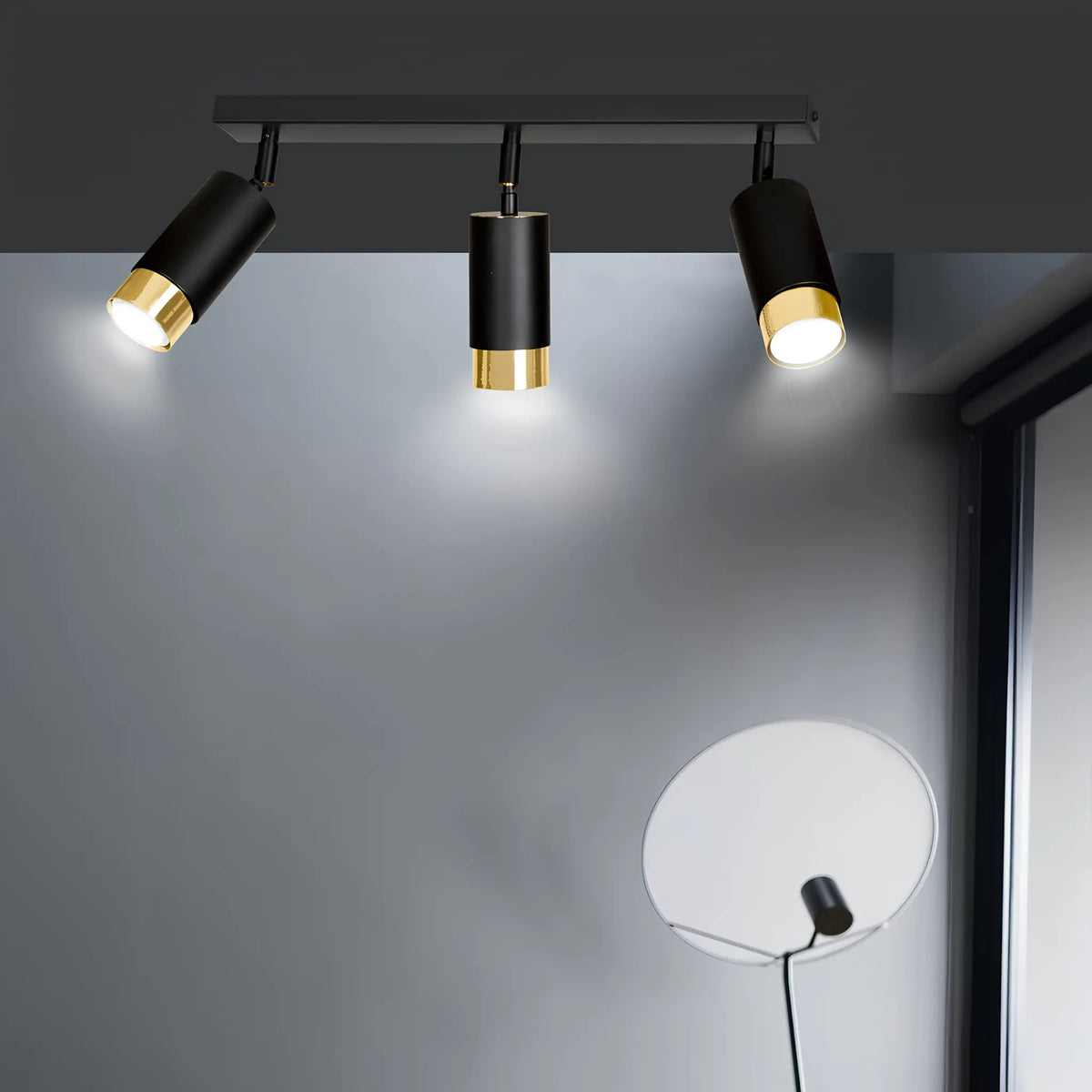 Emibig Hiro Taklampa 3-ljus 45x6 cm, Svart/Guld