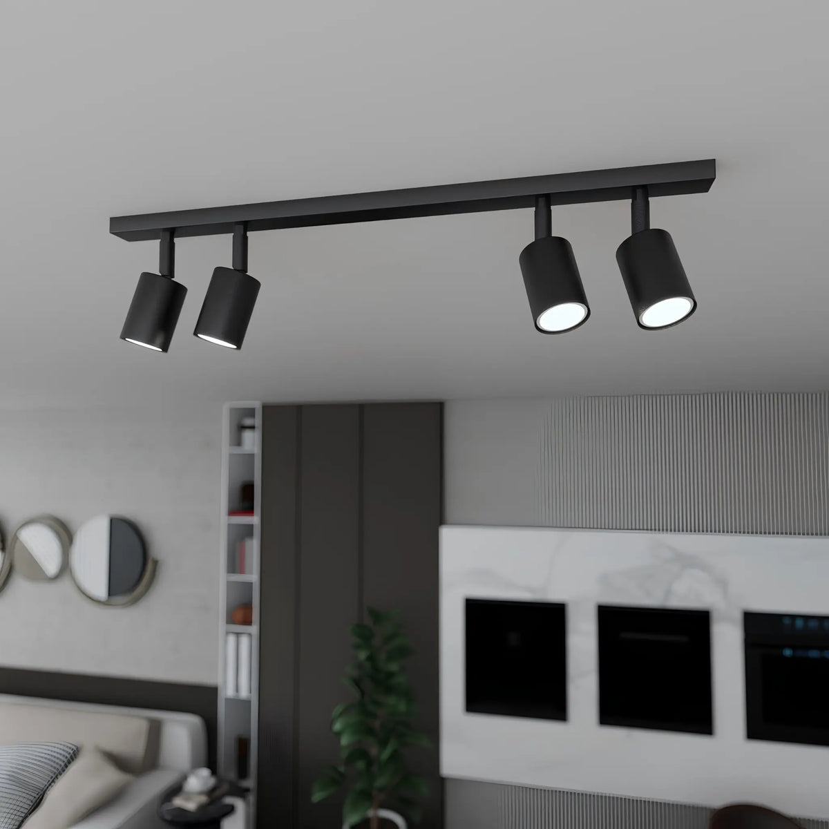 Emibig Flash Taklampa 4-ljus 70x4 cm, Svart