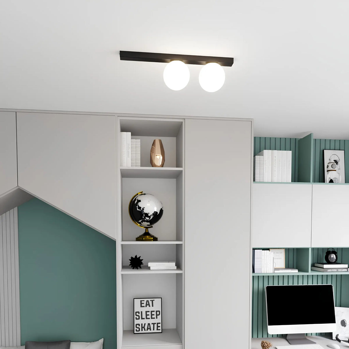 Emibig Fit Taklampa 2-ljus 60x14 cm, Svart