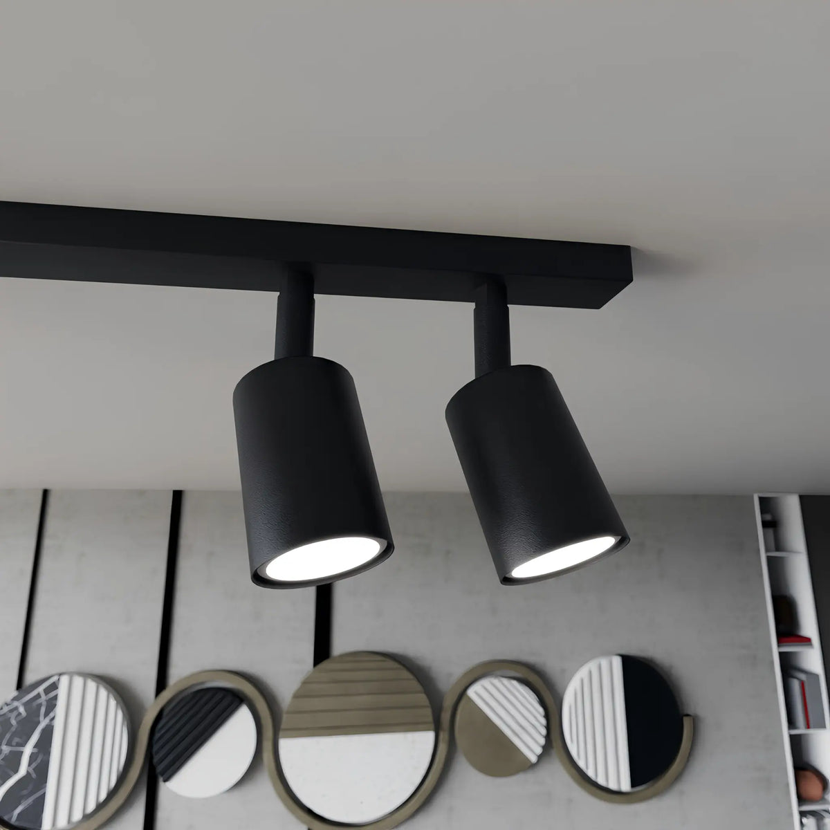 Emibig Flash Taklampa 4-ljus 70x4 cm, Svart