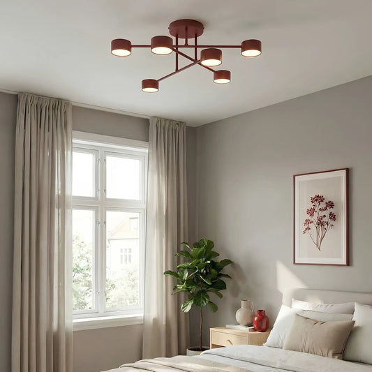 Emibig Halo Taklampa 6-ljus Ø60 cm, Vinröd