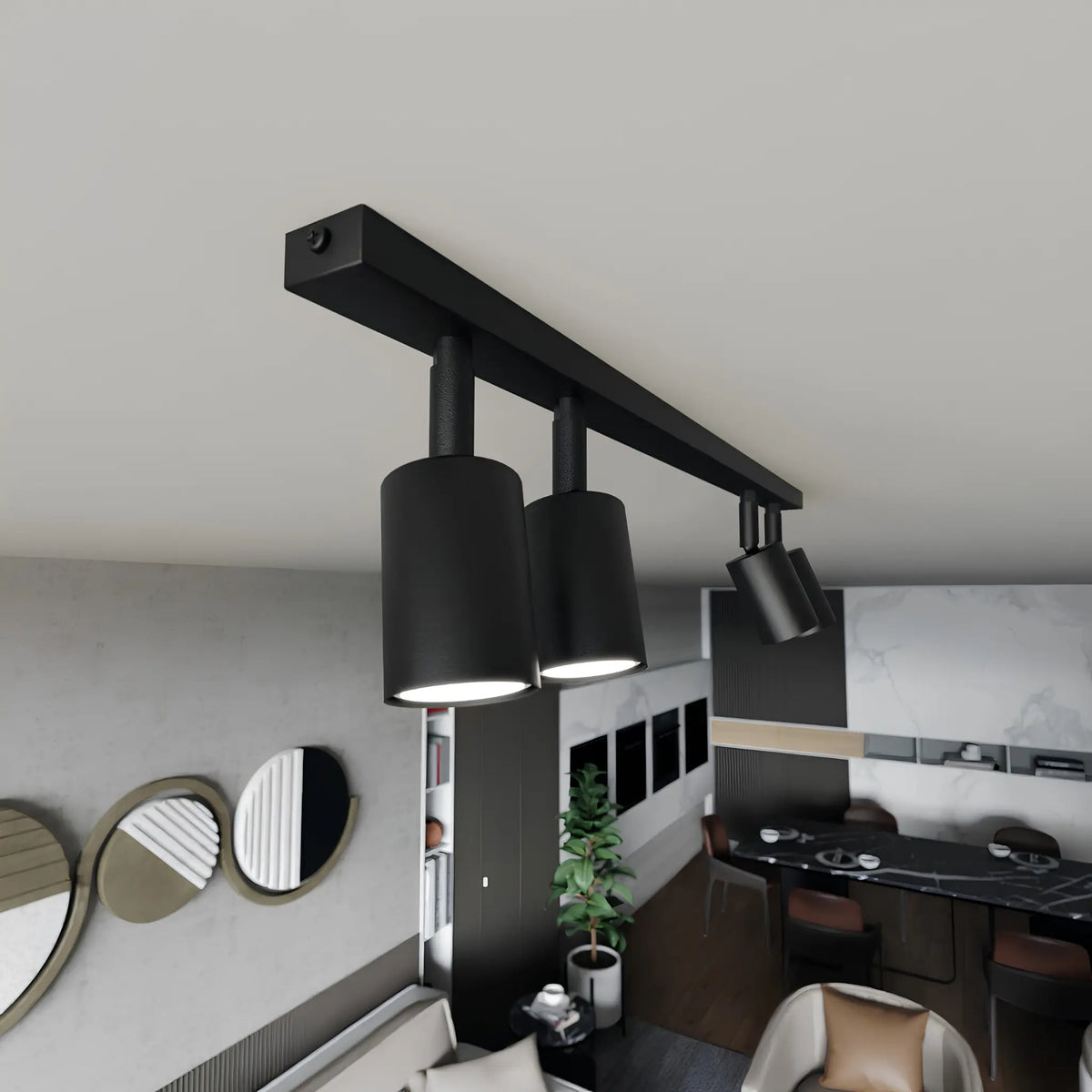 Emibig Flash Taklampa 4-ljus 70x4 cm, Svart