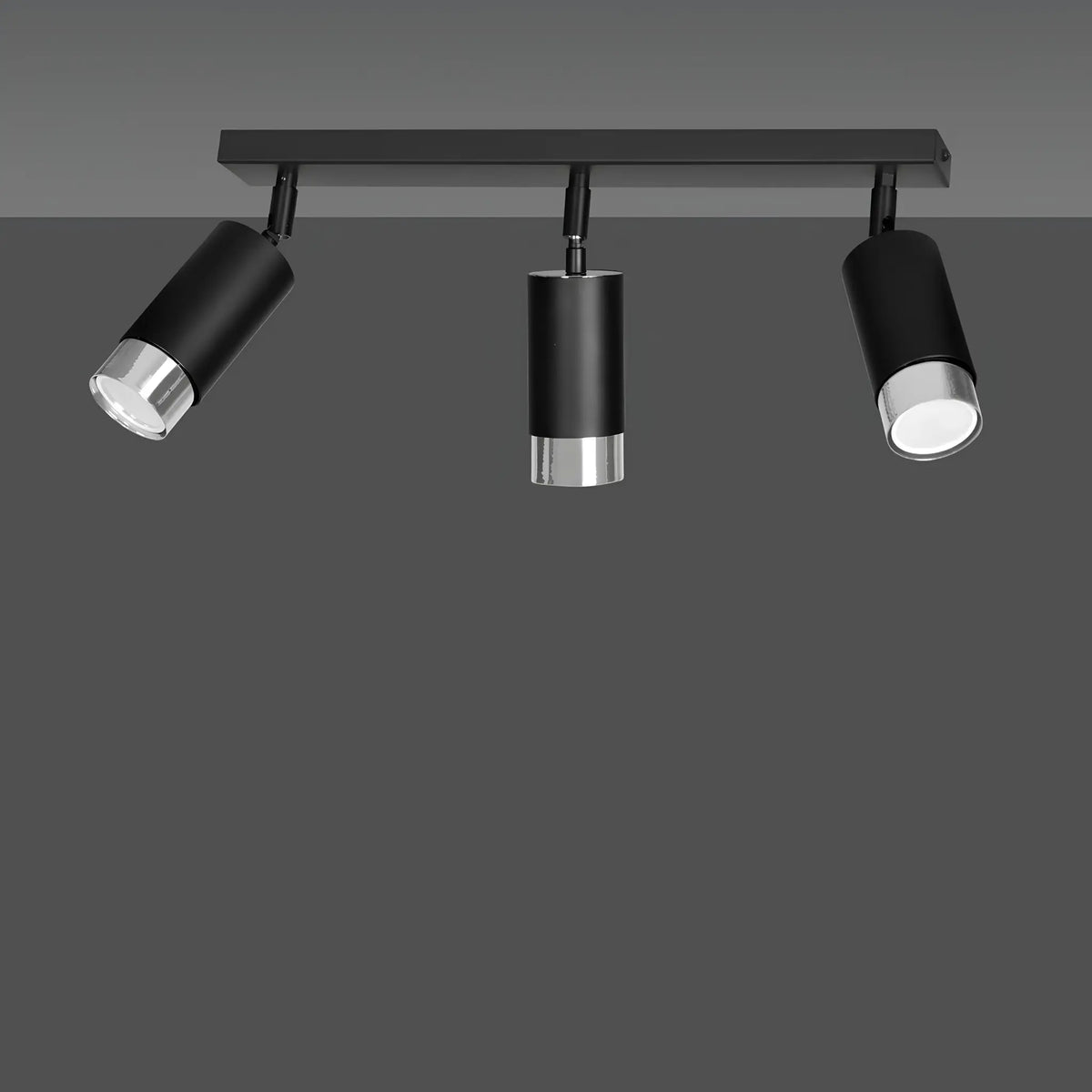 Emibig Hiro Taklampa 3-ljus 45x6 cm, Svart/Silver