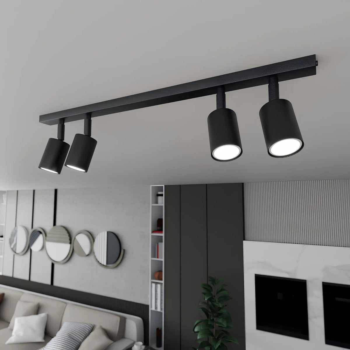 Emibig Flash Taklampa 4-ljus 70x4 cm, Svart