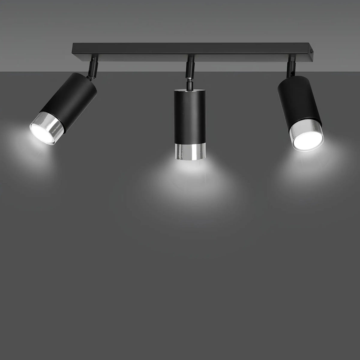 Emibig Hiro Taklampa 3-ljus 45x6 cm, Svart/Silver