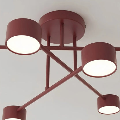 Emibig Halo Taklampa 6-ljus Ø60 cm, Vinröd