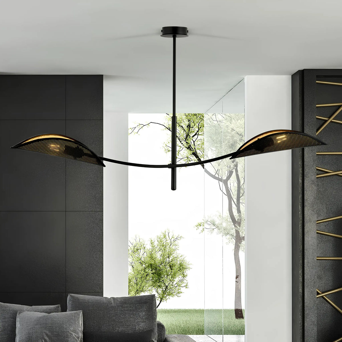 Emibig Lotus Taklampa 2-ljus 103x11 cm, Svart