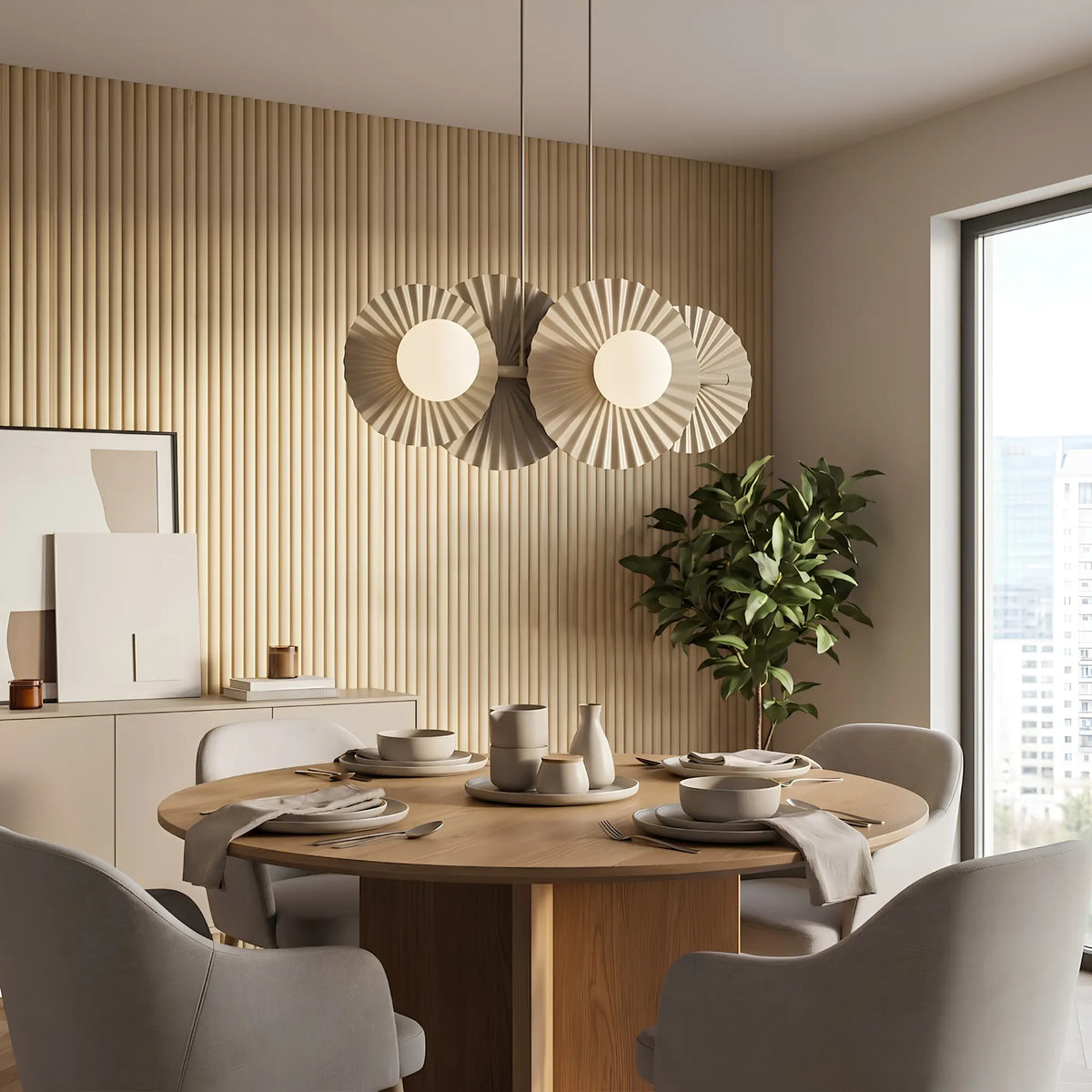 Emibig Umbra Pendellampa 4-ljus 59x20 cm, Beige