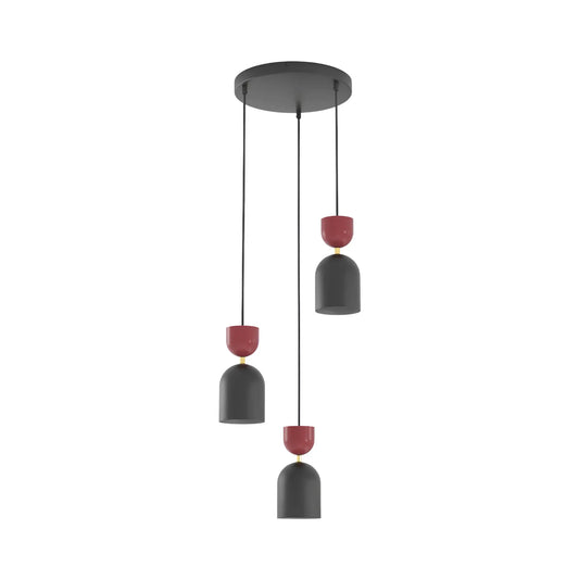 Emibig Gaudi Pendellampa 3-ljus Ø34 cm, Svart/Vinröd