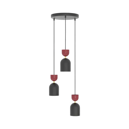 Emibig Gaudi Pendellampa 3-ljus Ø34 cm, Svart/Vinröd