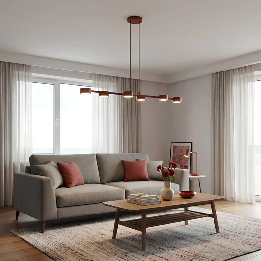 Emibig Megara Pendellampa 6-ljus 80x19 cm, Vinröd