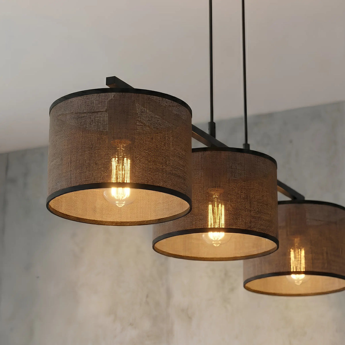 Emibig Eco Pendellampa 3-ljus 70x20 cm, Brun/Svart