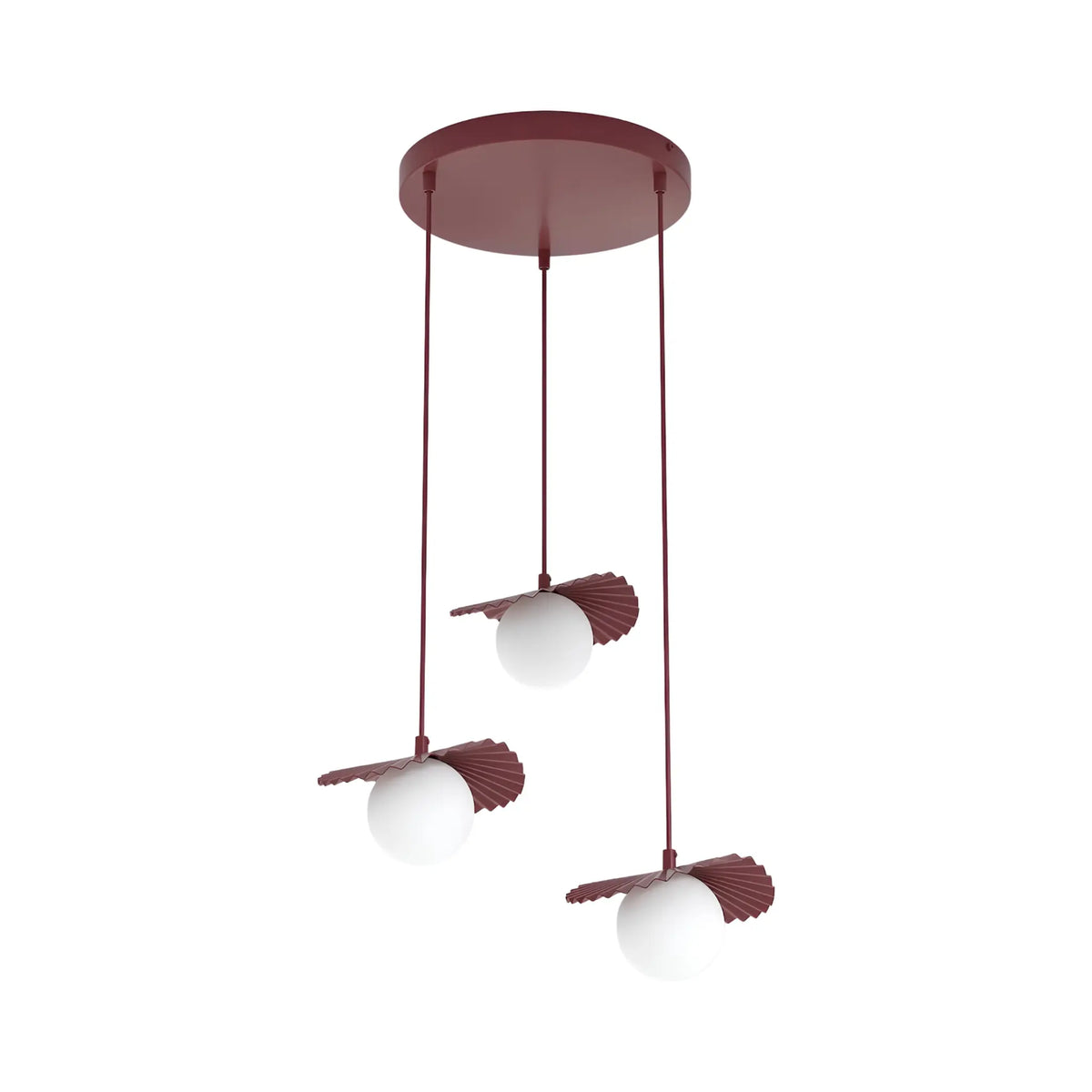 Emibig Flora Pendellampa 3-ljus Ø42 cm, Vinröd