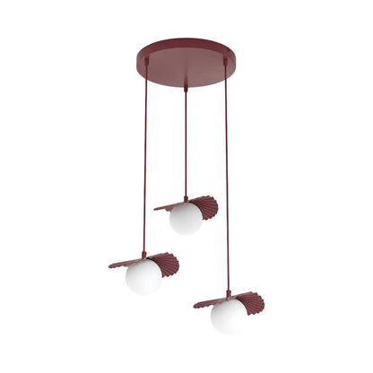 Emibig Flora Pendellampa 3-ljus Ø42 cm, Vinröd