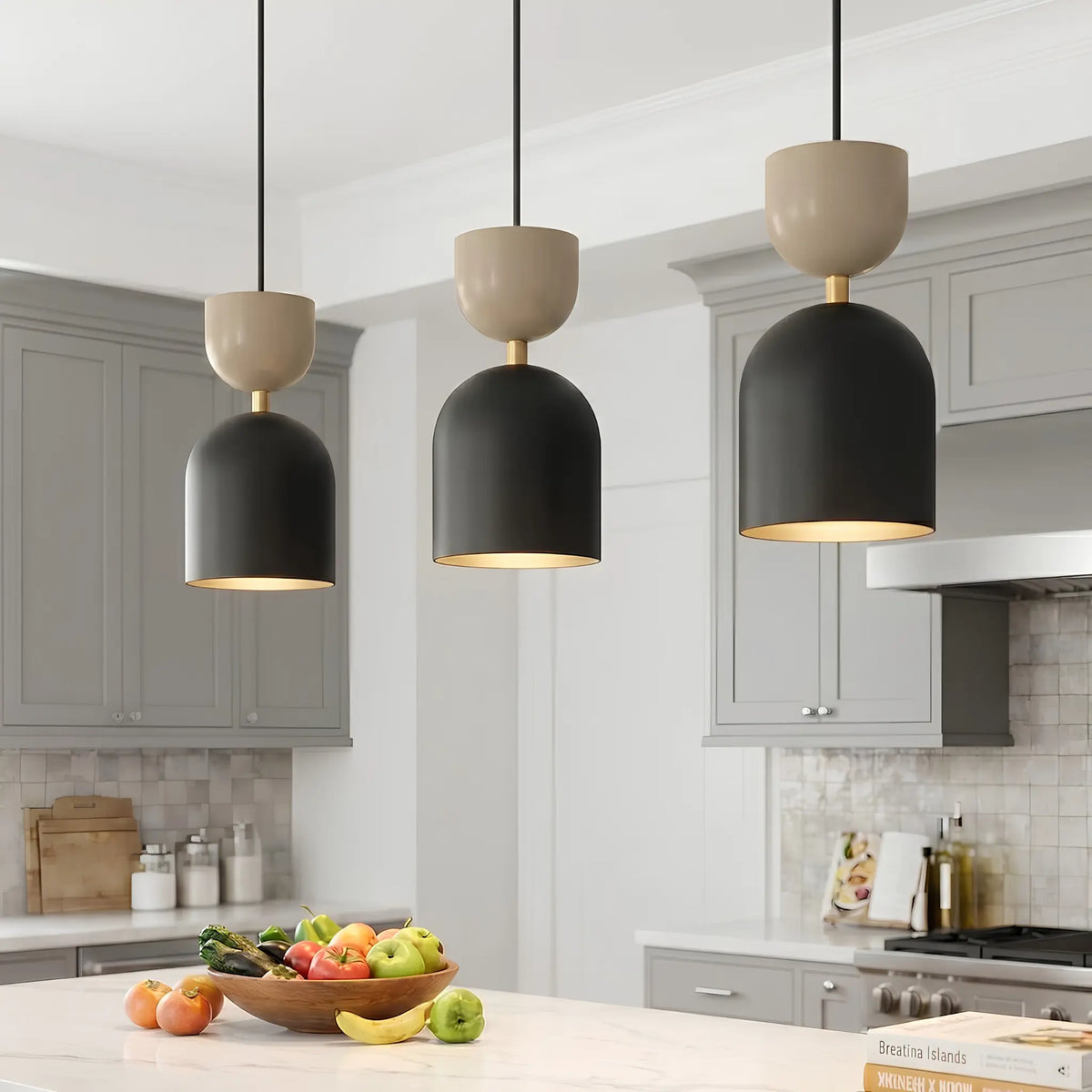 Emibig Gaudi Pendellampa 3-ljus 66x11 cm, Svart/Beige