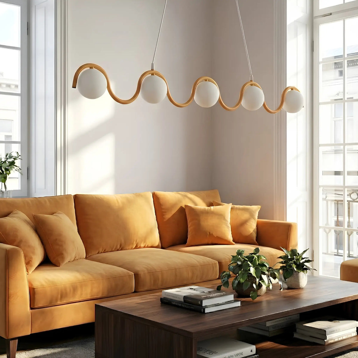 Emibig Sinus Pendellampa 5-ljus 110x10 cm, Orange