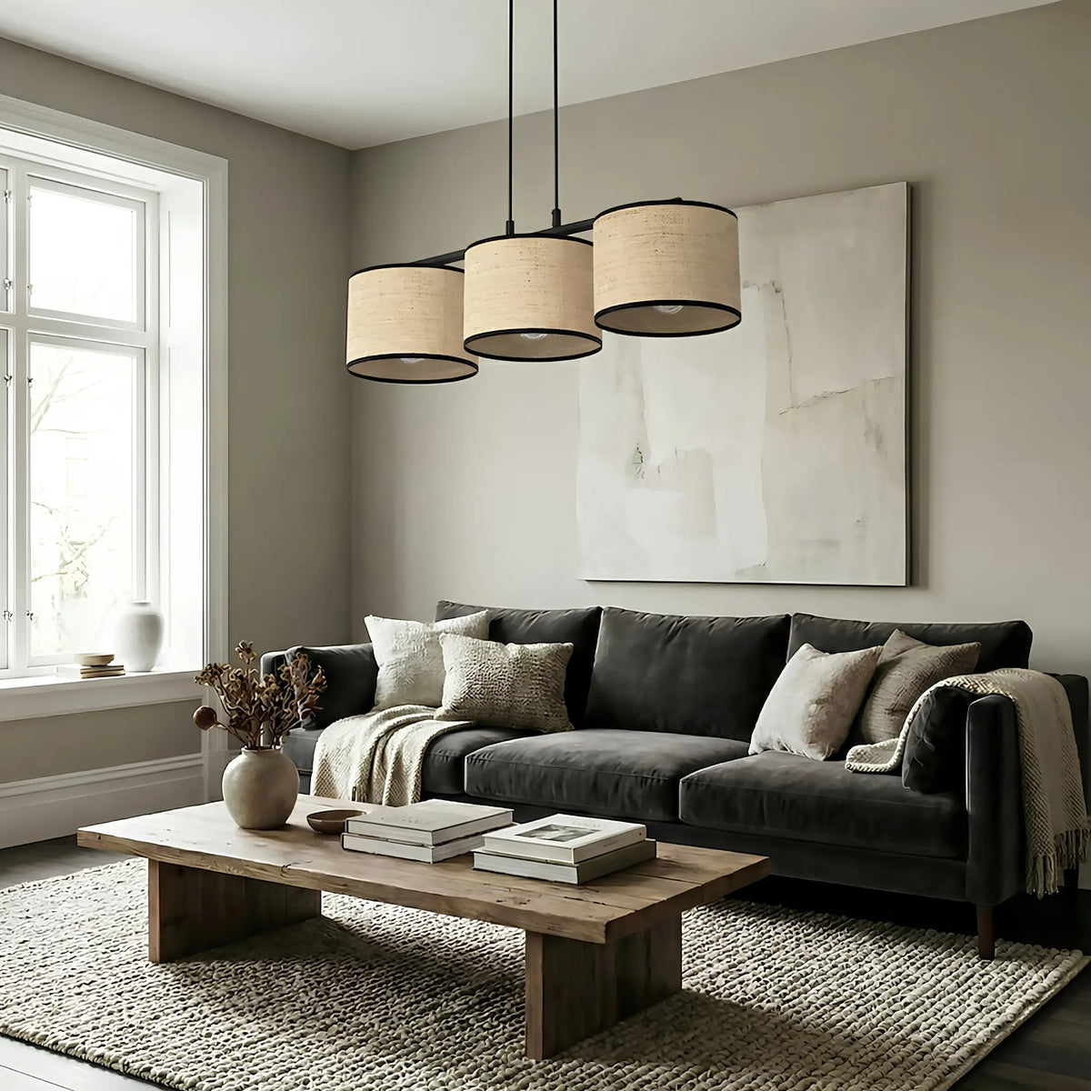 Emibig Eco Pendellampa 3-ljus 70x20 cm, Svart/Rotting