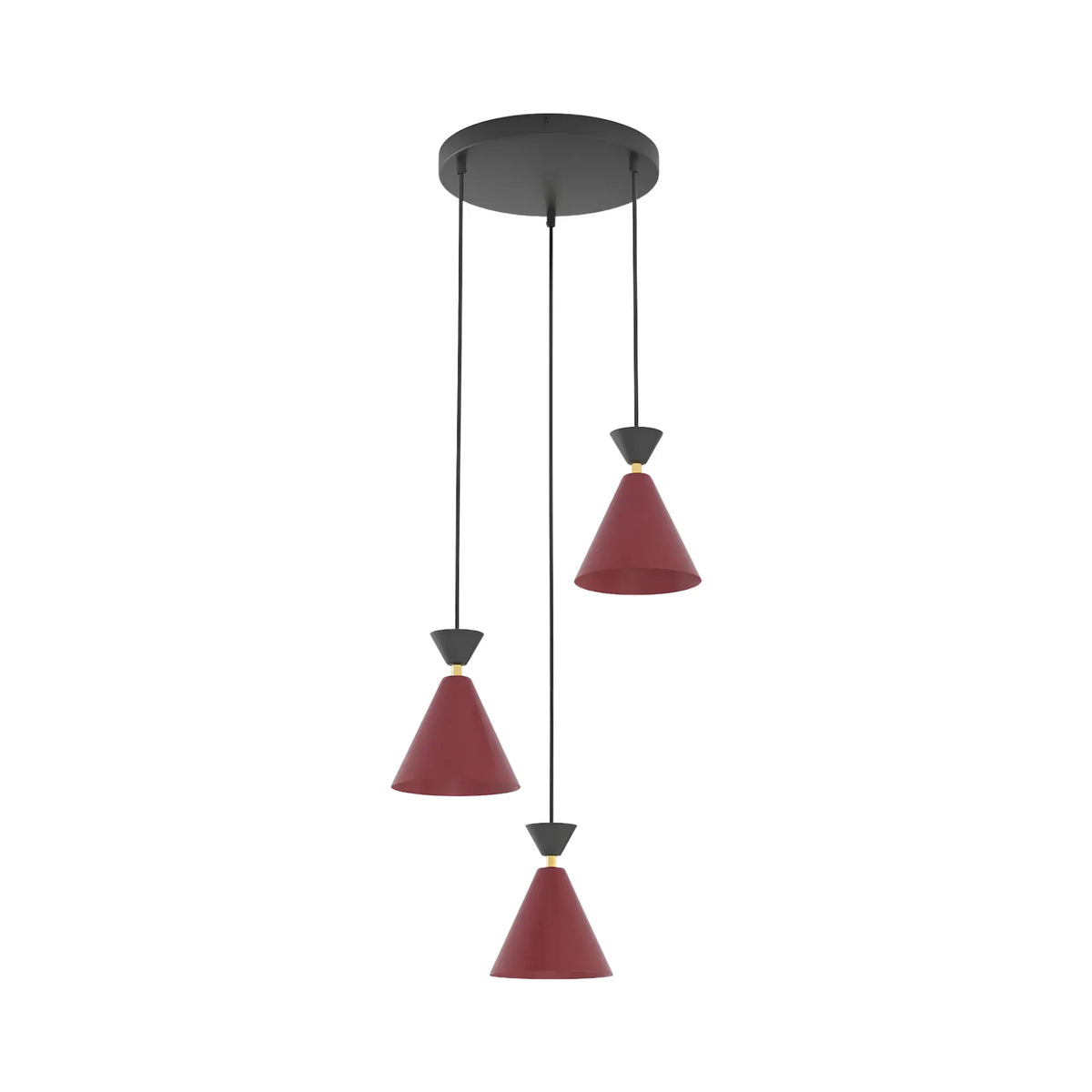 Emibig Klever Pendellampa 3-ljus Ø40 cm, Svart/Vinröd