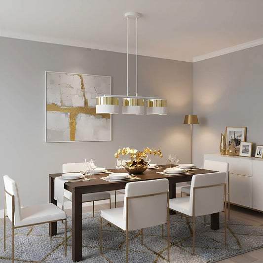 Emibig Lux Pendellampa 3-ljus 70x20 cm, Vit/Guld