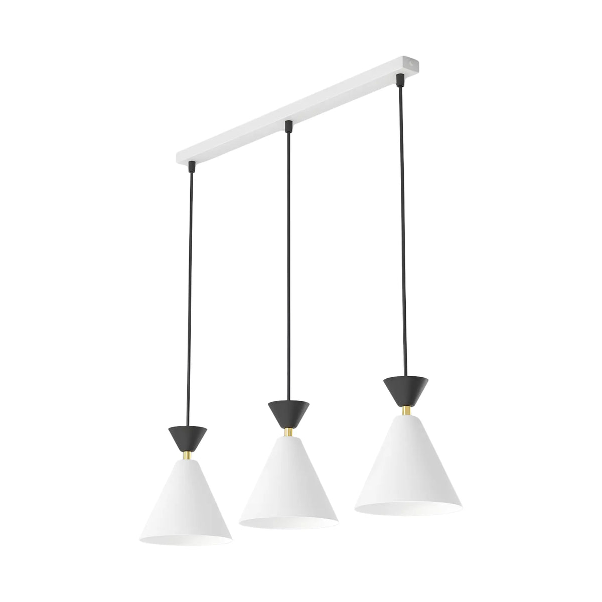 Emibig Klever Pendellampa 3-ljus 71x16 cm, Vit/Svart